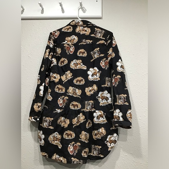 Tasha Polizzi Four Corners Tunic Saddle Up Black Cowboy Pearl Snap Dress Size M - Picture 4 of 5